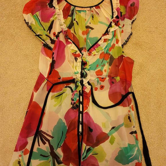 Guess Sheer short sleave flower patterned top - Picture 4 of 5